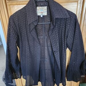 Dell Women's Black Eyelet Blouse